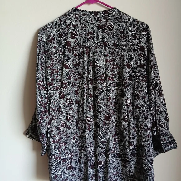 C Est 1946 Shirt Womens 22/24W  Button 3/4 Sleeve Paisley top - Picture 9 of 11